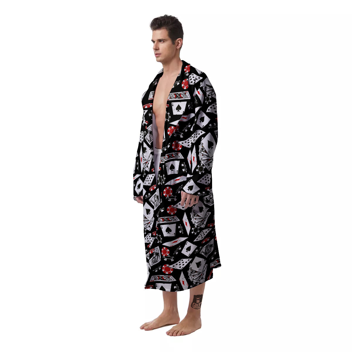 Playing Cards Ace Print Pattern Men's Robe-grizzshop