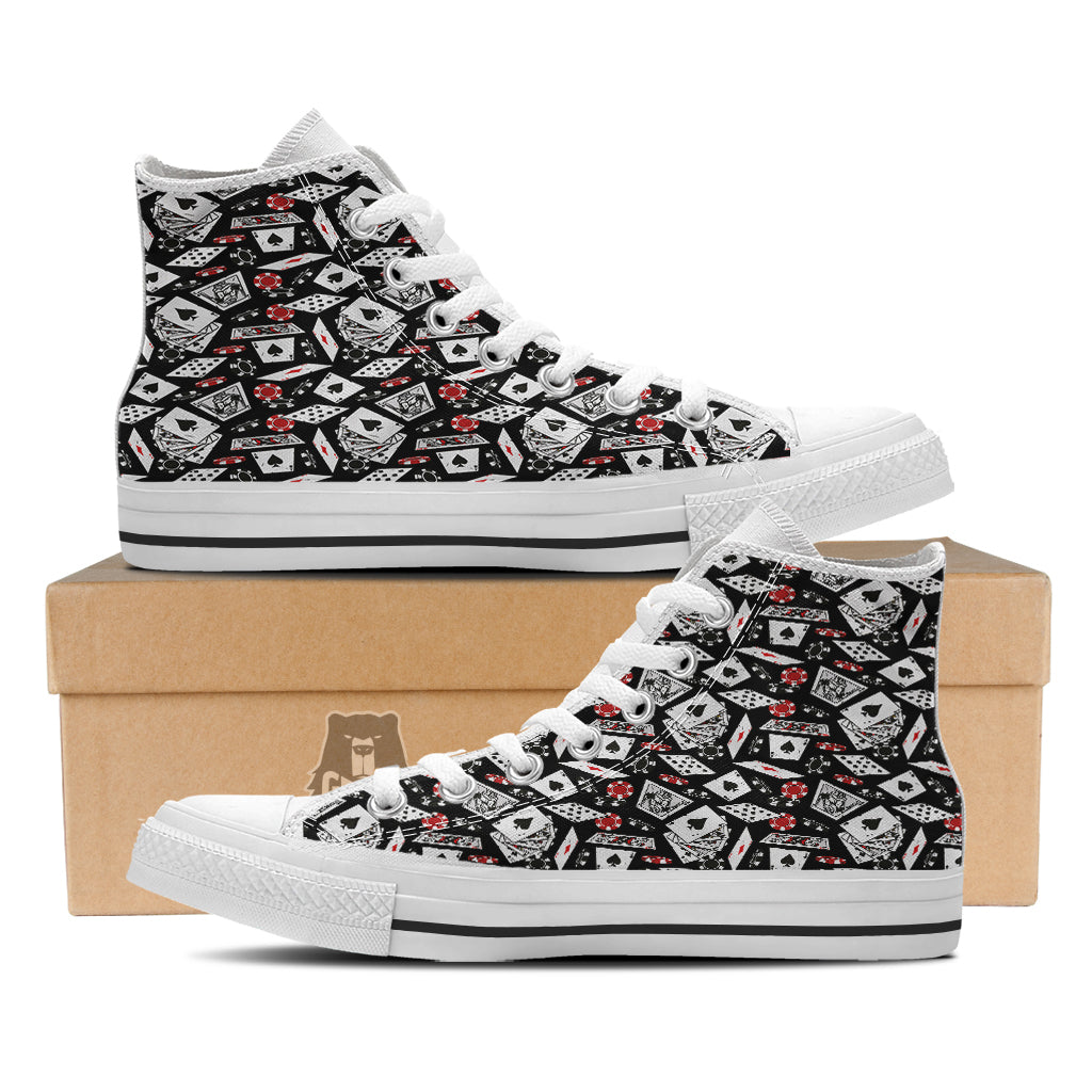 Playing Cards Ace Print Pattern White High Top Shoes-grizzshop
