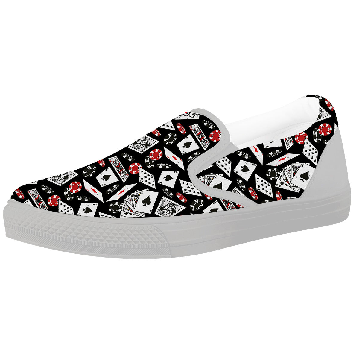 Playing Cards Ace Print Pattern White Slip On Shoes-grizzshop