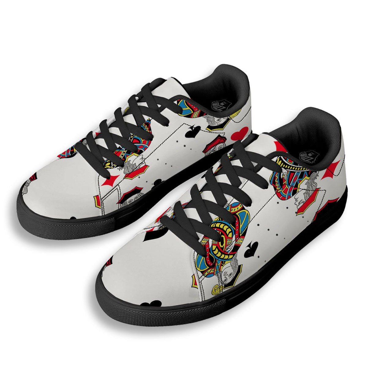 Playing Cards Four Jacks Print Black Low Top Sneakers-grizzshop