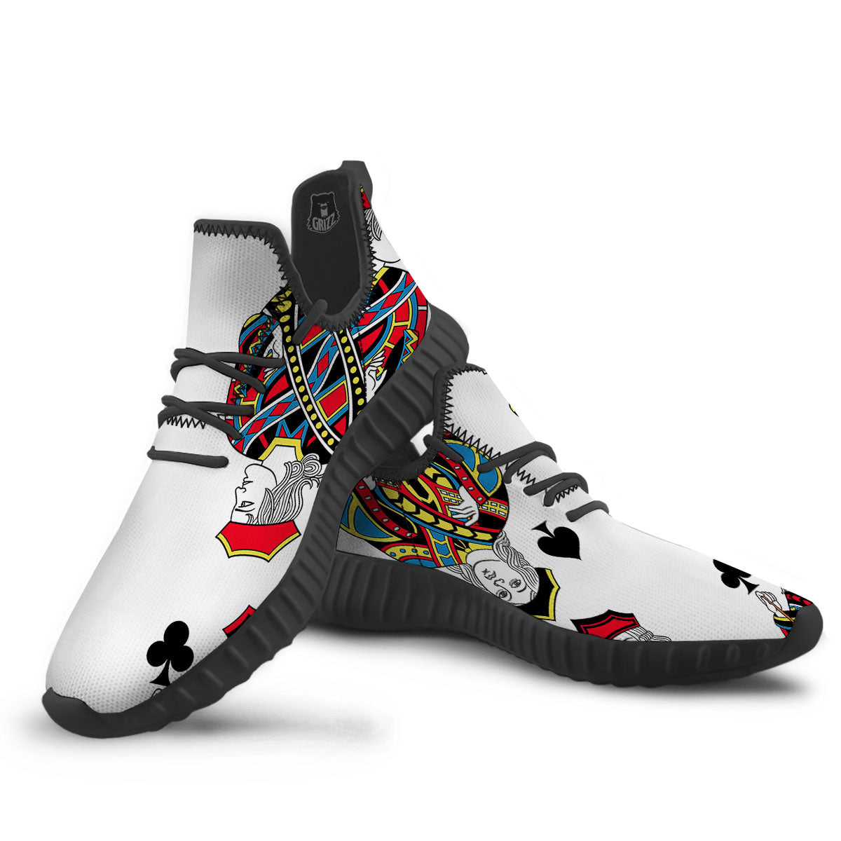 Playing Cards Four Jacks Print Black Walking Shoes-grizzshop