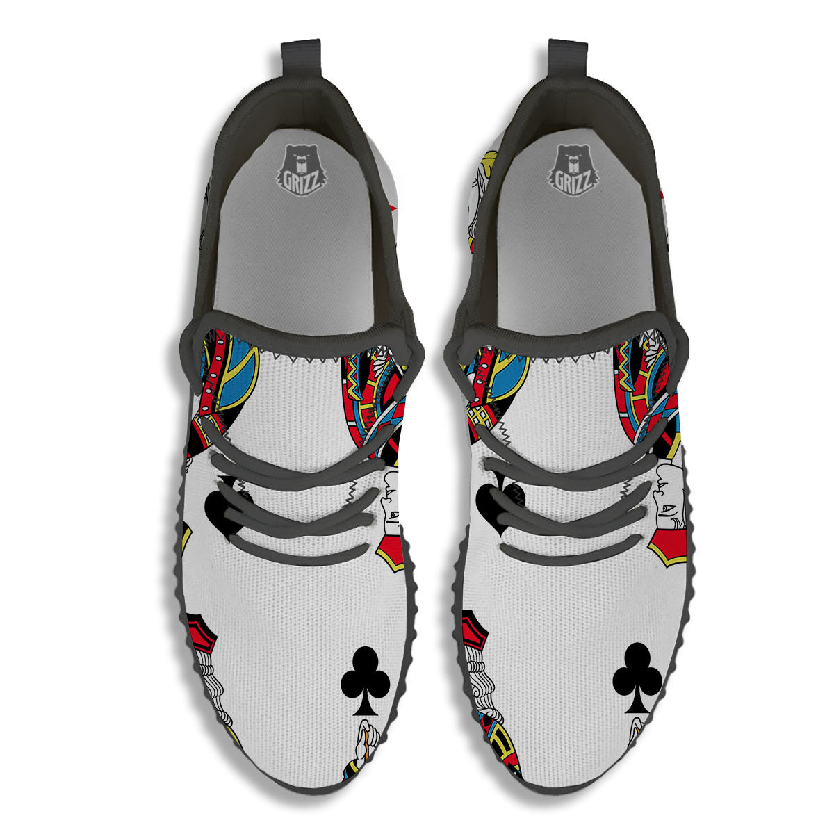 Playing Cards Four Jacks Print Black Walking Shoes-grizzshop