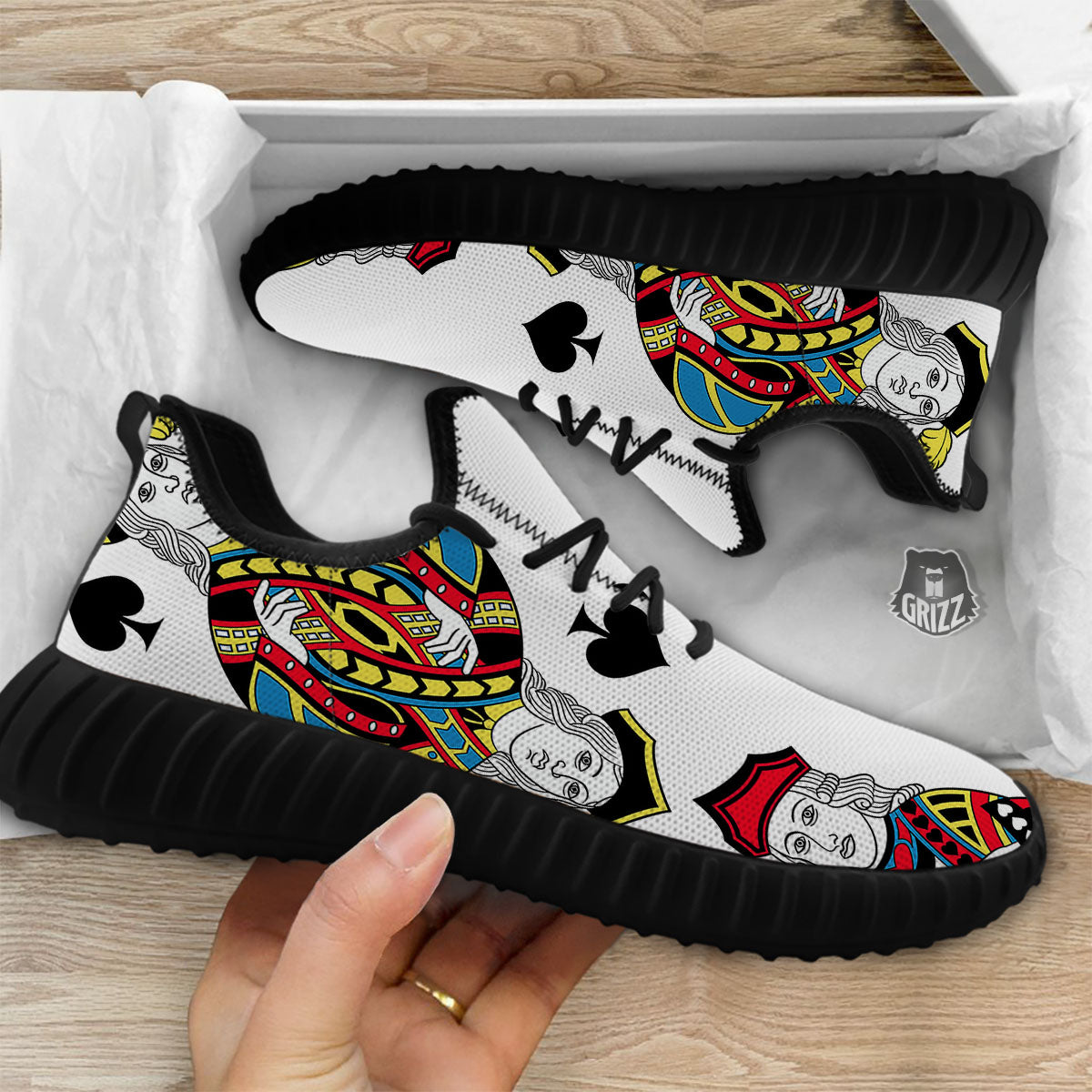 Playing Cards Four Jacks Print Black Walking Shoes-grizzshop