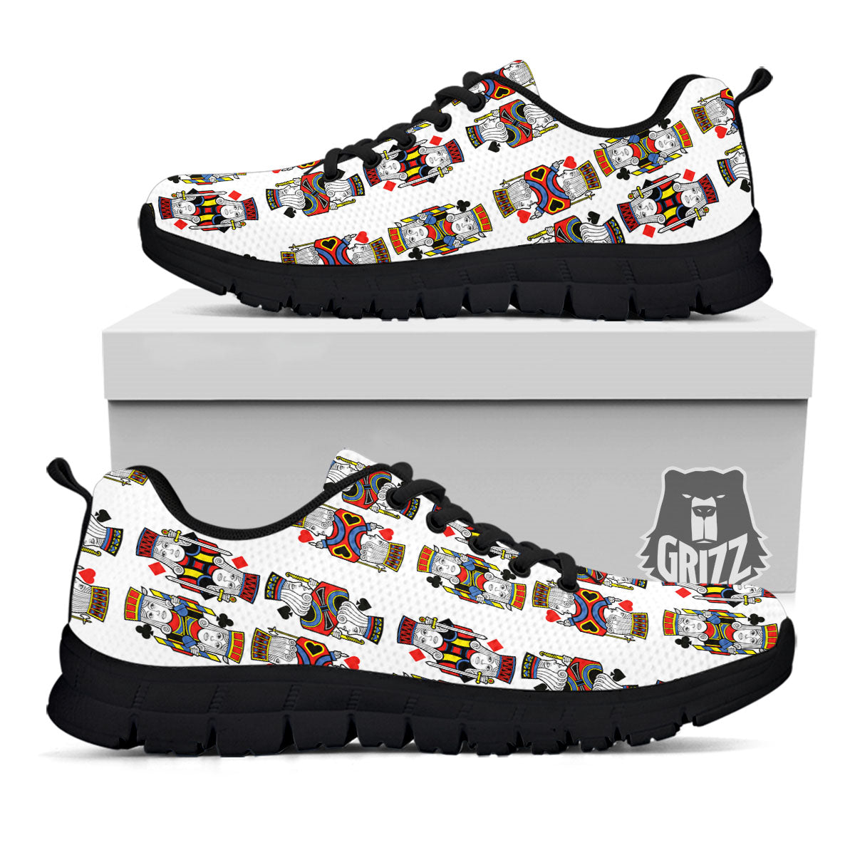 Playing Cards Four Jacks Print Pattern Black Sneaker-grizzshop
