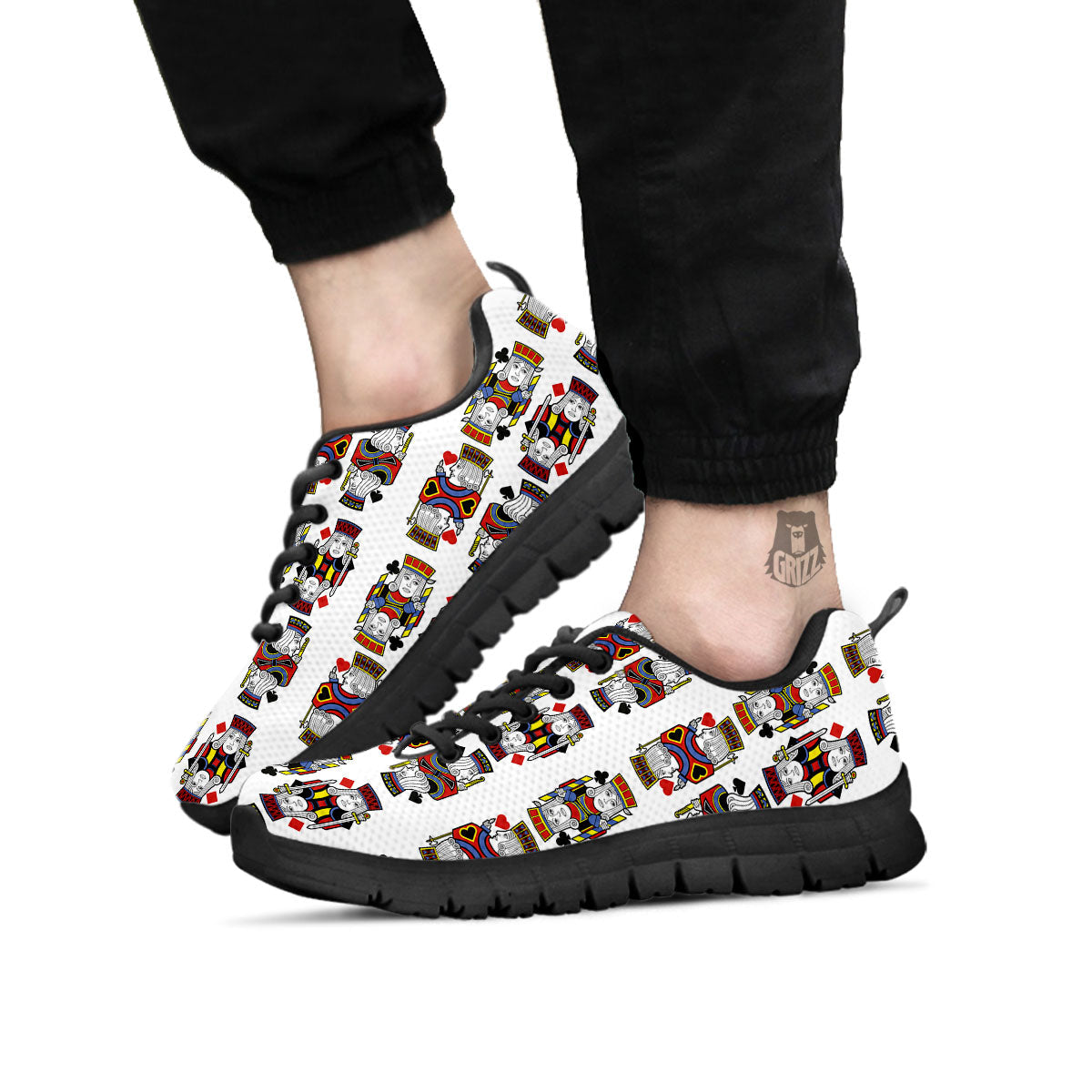 Playing Cards Four Jacks Print Pattern Black Sneaker-grizzshop