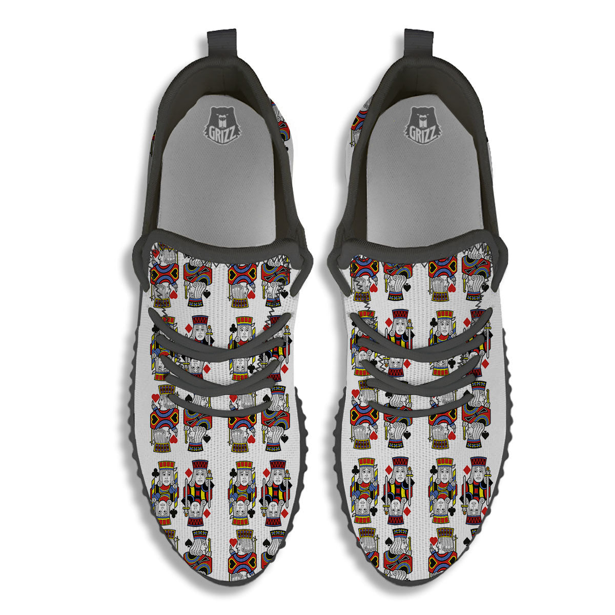 Playing Cards Four Jacks Print Pattern Black Walking Shoes-grizzshop