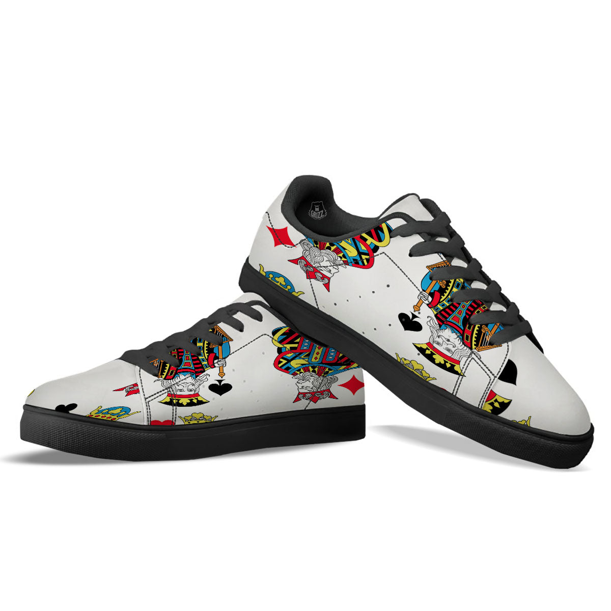 Playing Cards Four Kings Print Black Low Top Sneakers-grizzshop