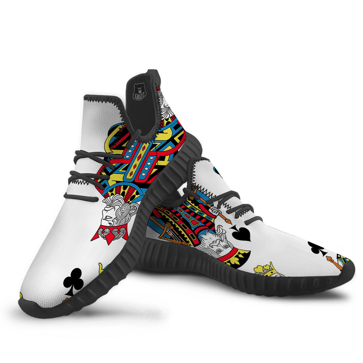 Playing Cards Four Kings Print Black Walking Shoes-grizzshop