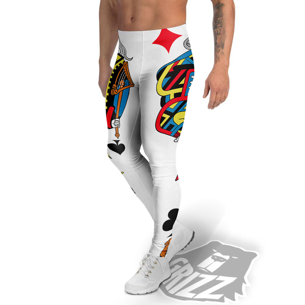 Playing Cards Four Kings Print Men's Leggings-grizzshop