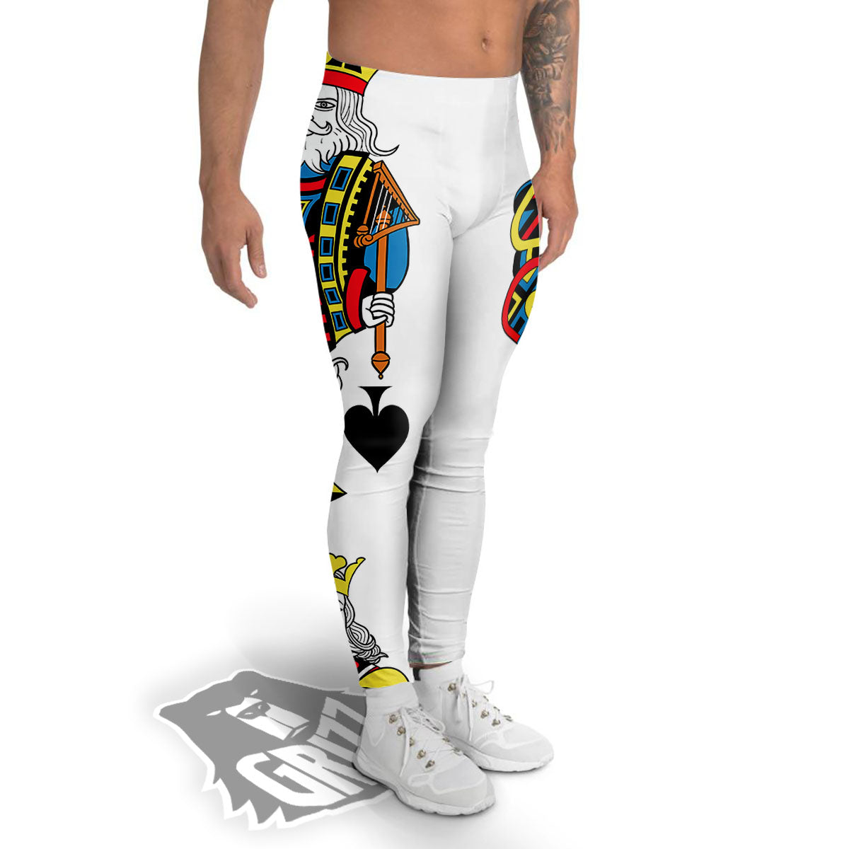 Playing Cards Four Kings Print Men's Leggings-grizzshop