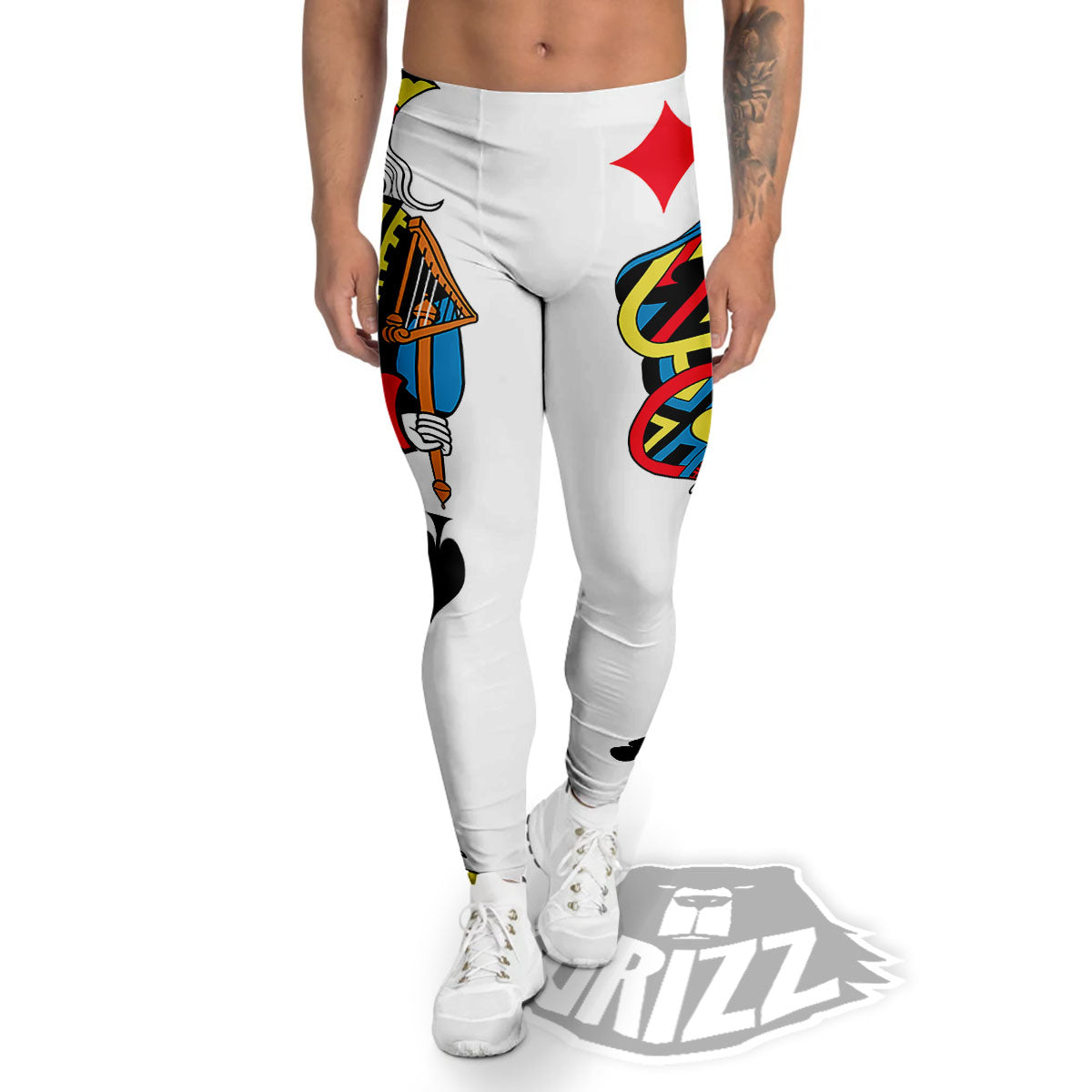 Playing Cards Four Kings Print Men's Leggings-grizzshop