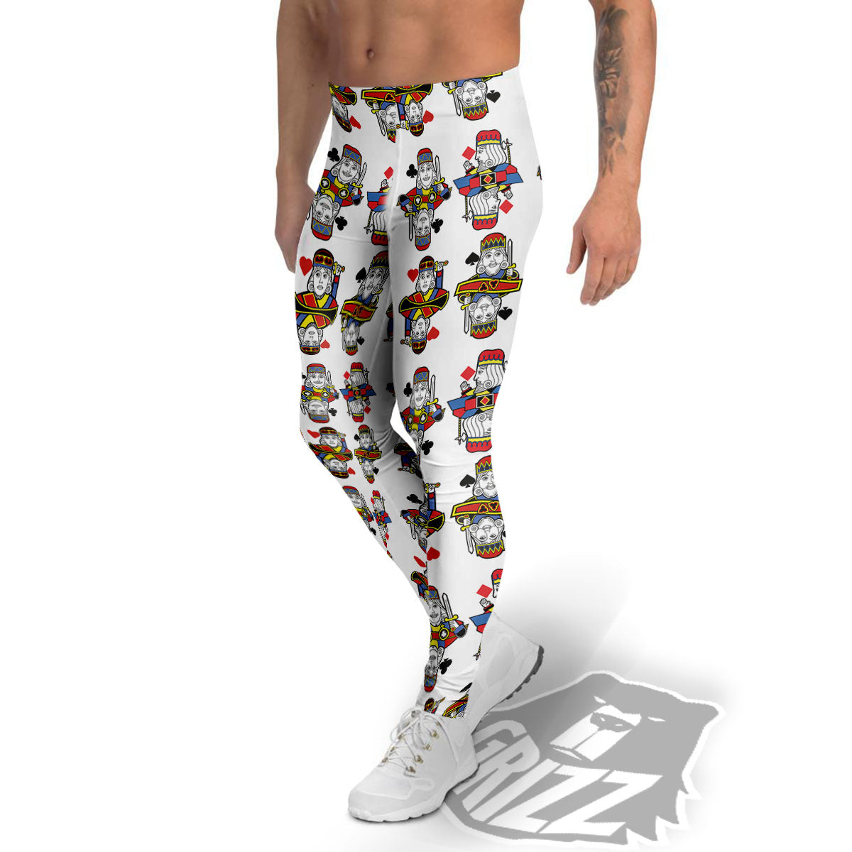 Playing Cards Four Kings Print Pattern Men's Leggings-grizzshop