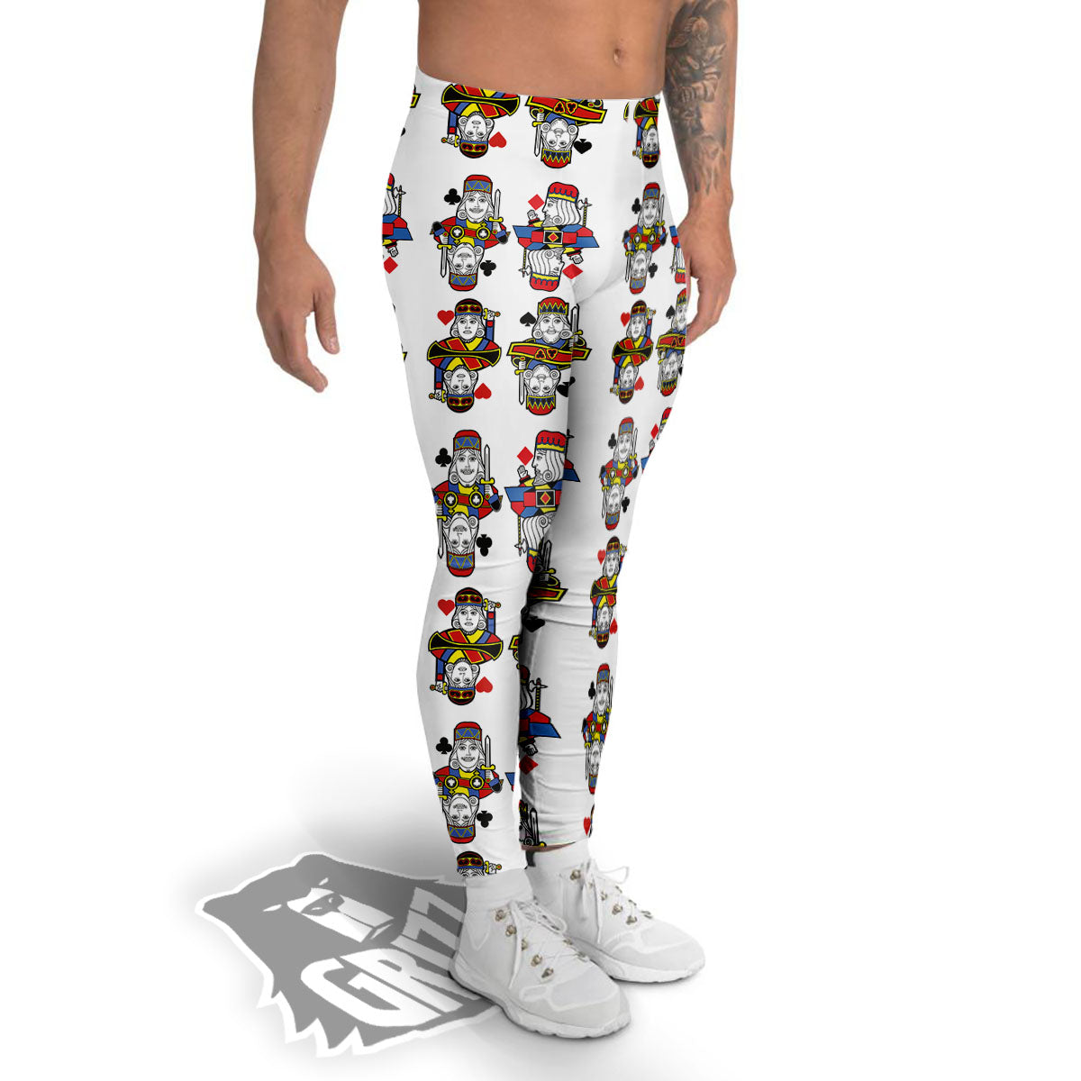 Playing Cards Four Kings Print Pattern Men's Leggings-grizzshop