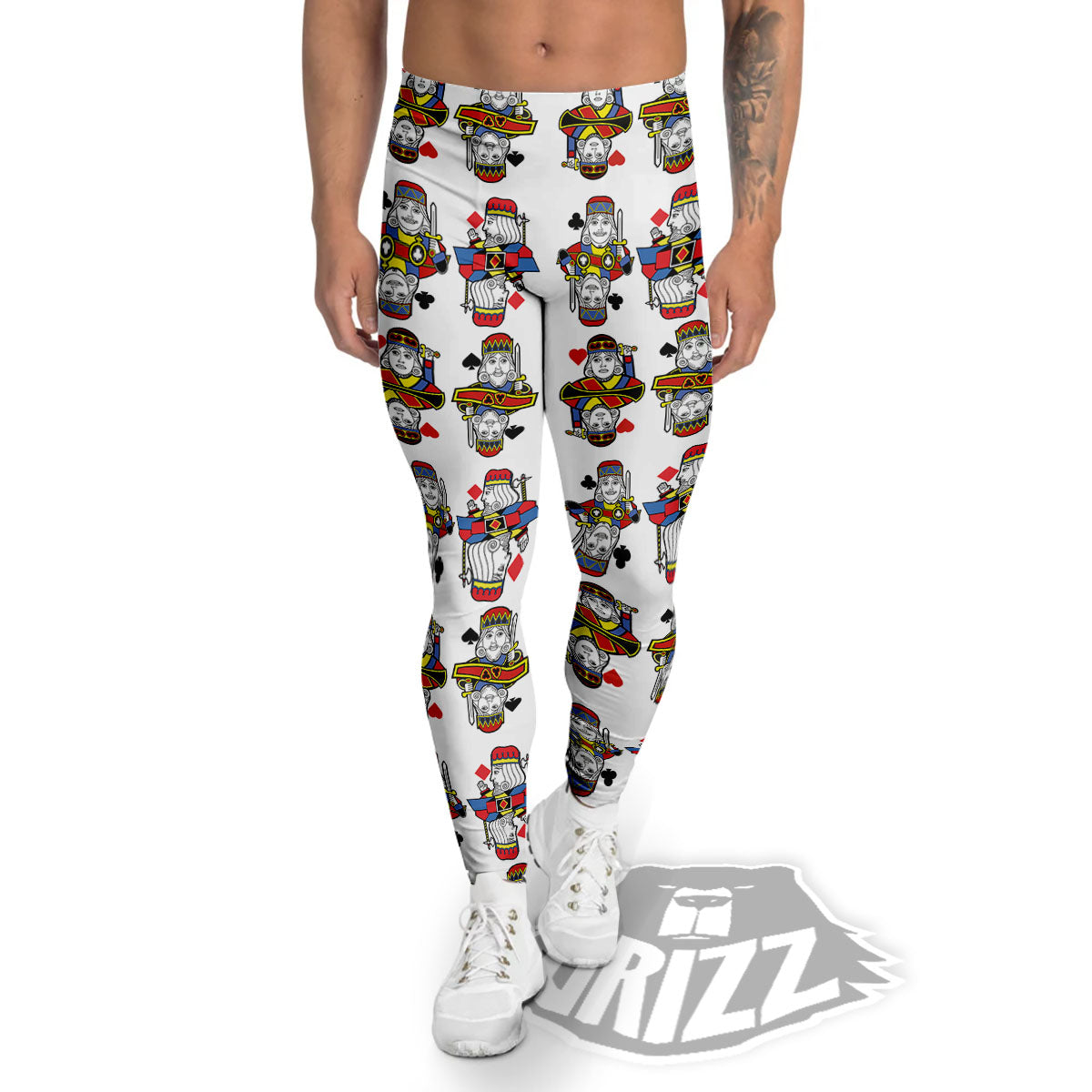 Playing Cards Four Kings Print Pattern Men's Leggings-grizzshop