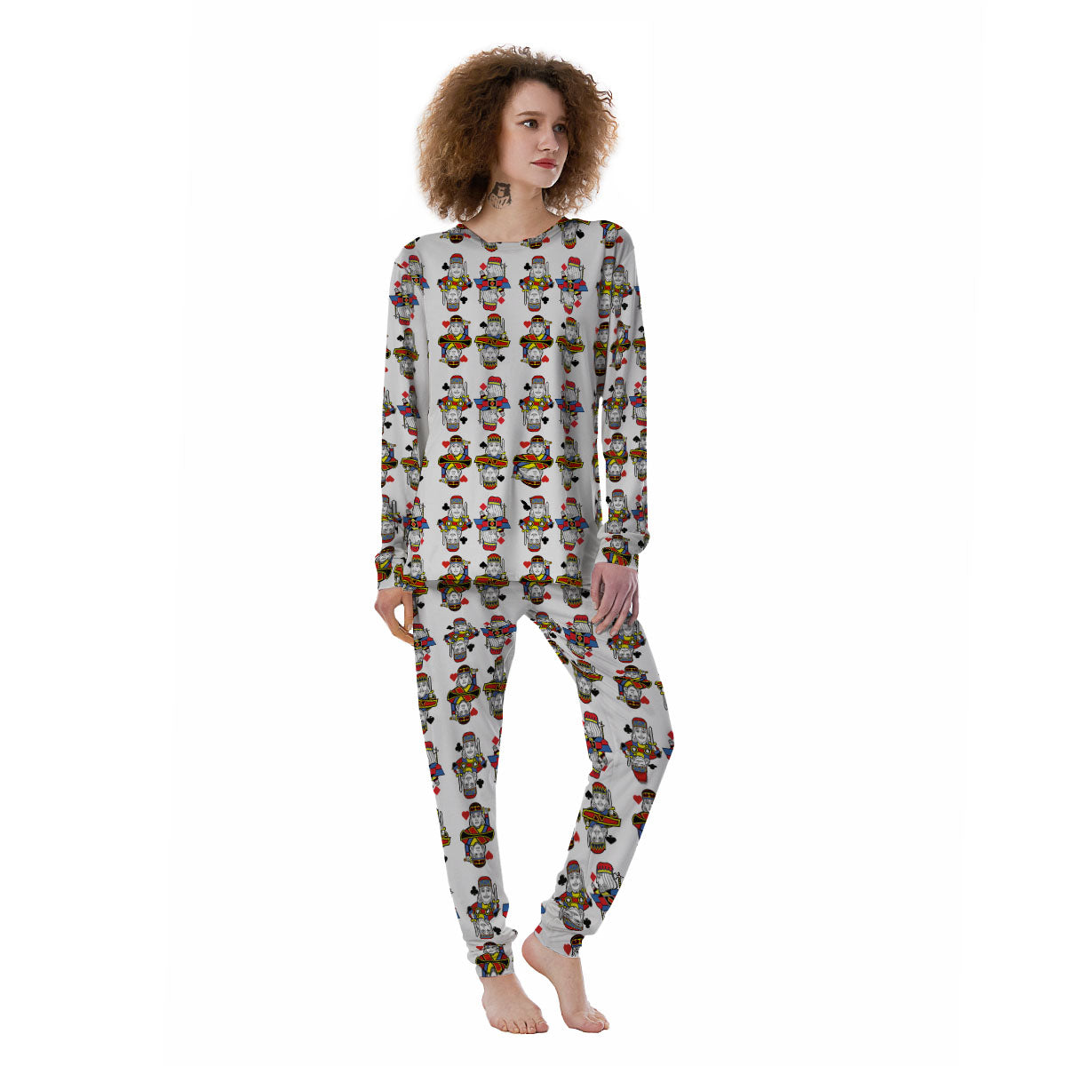 Playing Cards Four Kings Print Pattern Women's Pajamas-grizzshop