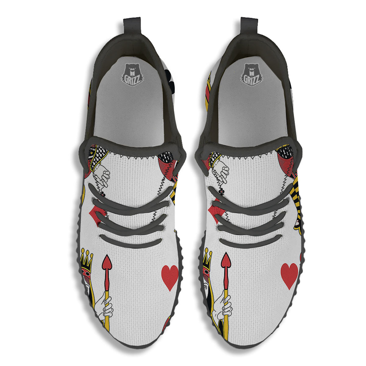 Playing Cards Four Queens Print Black Walking Shoes-grizzshop