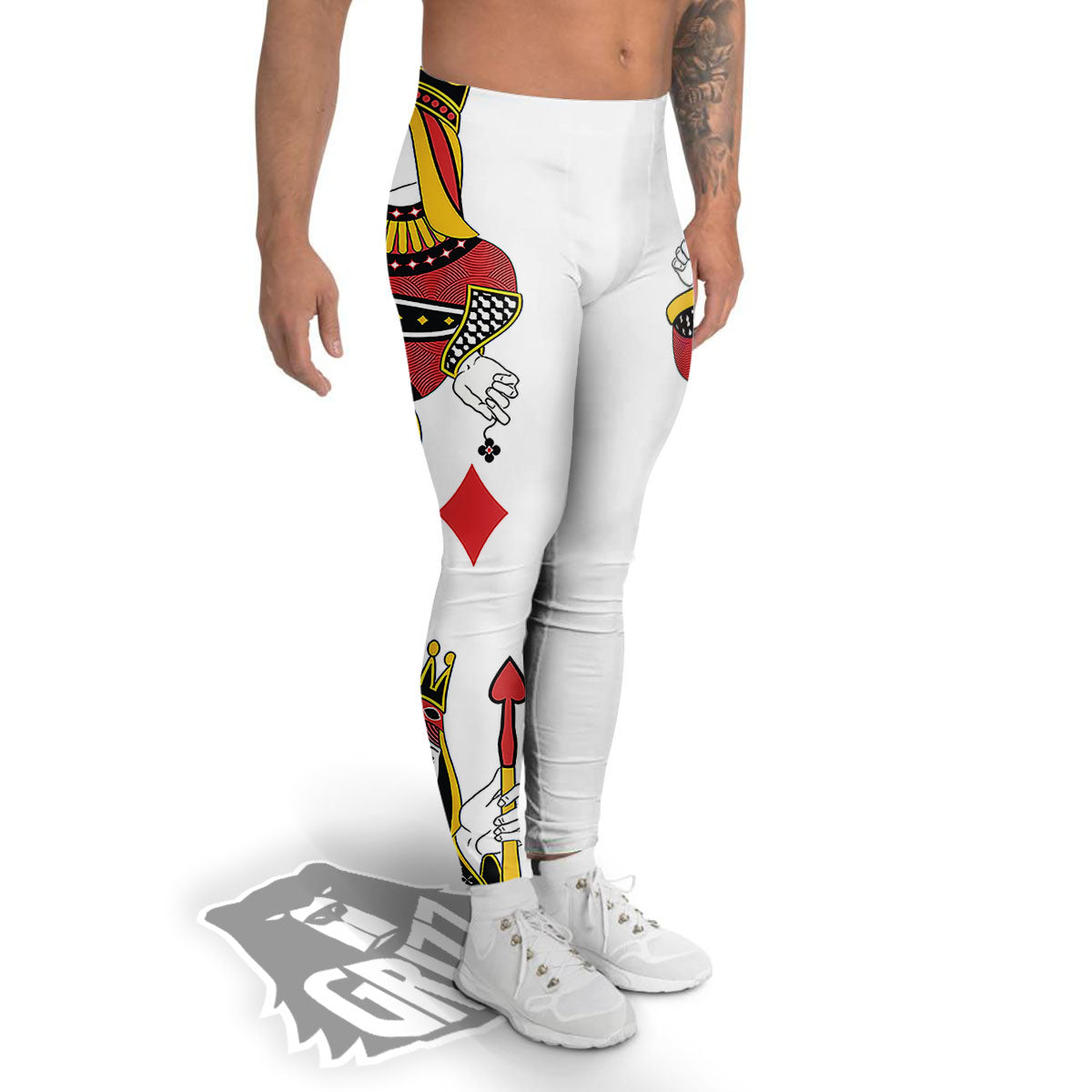 Playing Cards Four Queens Print Men's Leggings-grizzshop