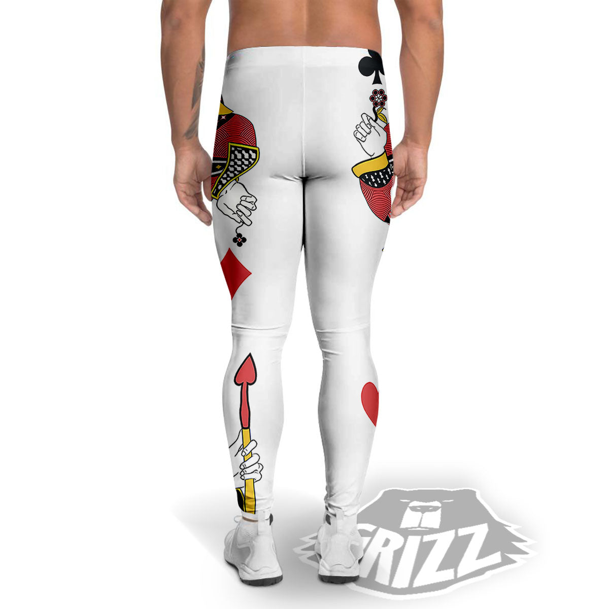 Playing Cards Four Queens Print Men's Leggings-grizzshop