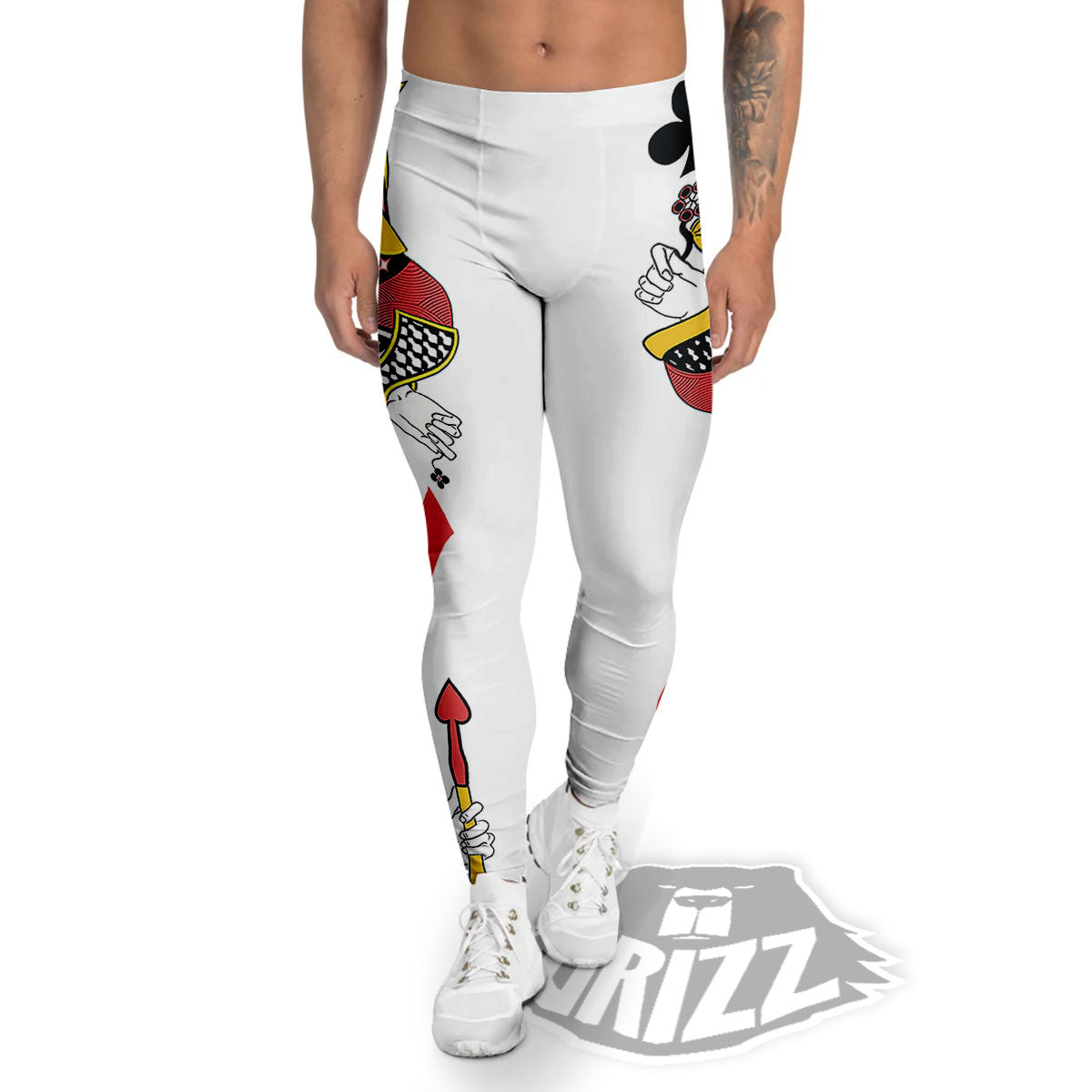 Playing Cards Four Queens Print Men's Leggings-grizzshop