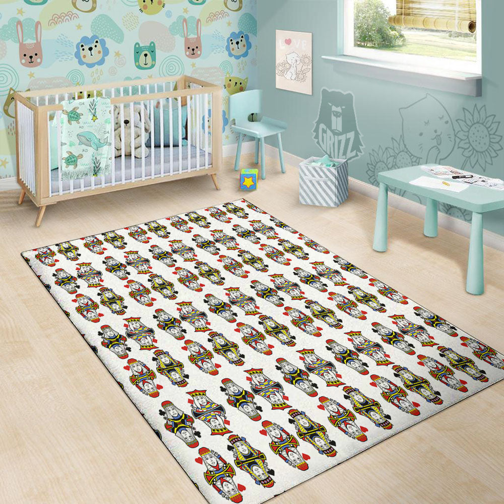 Playing Cards Four Queens Print Pattern Floor Mat-grizzshop