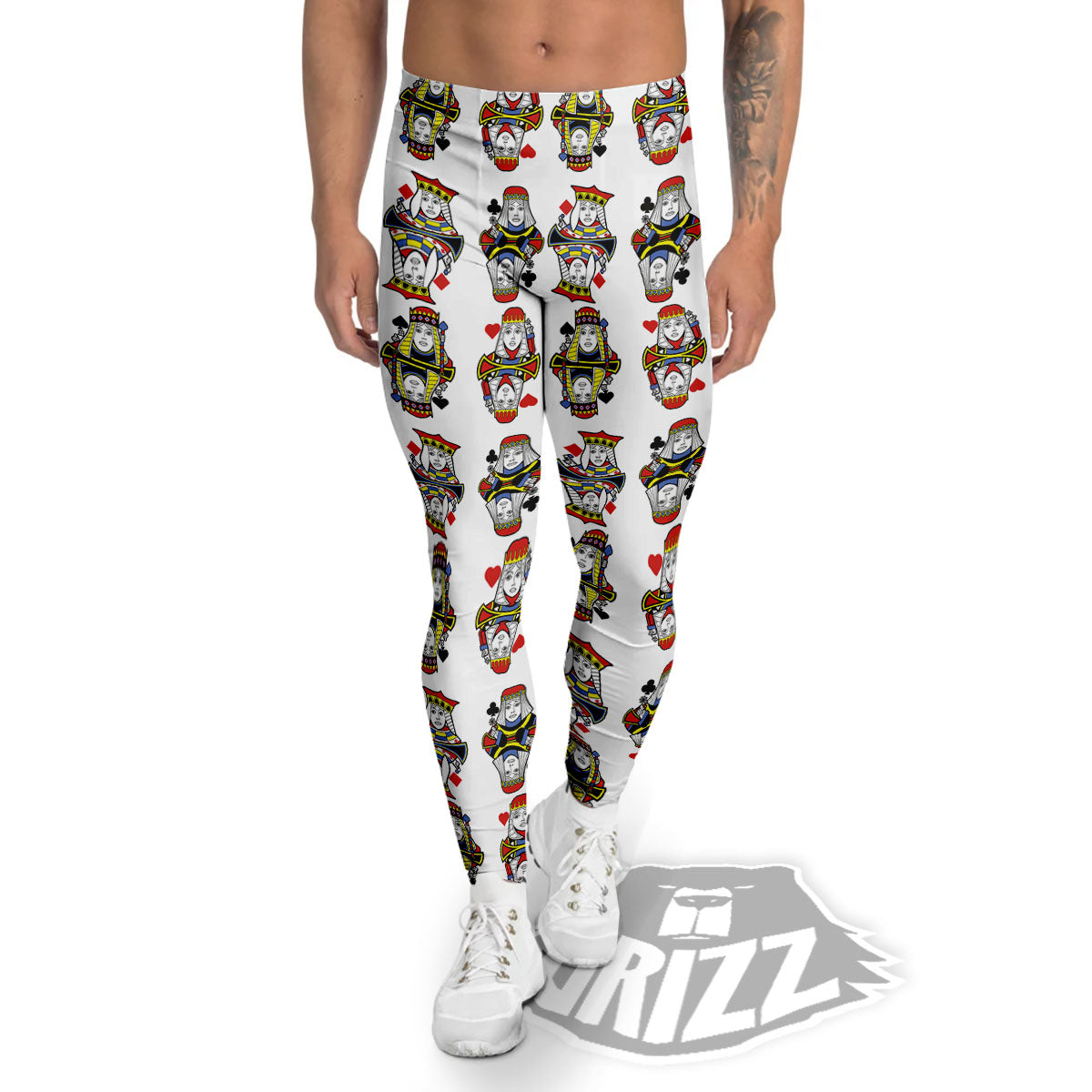 Playing Cards Four Queens Print Pattern Men's Leggings-grizzshop