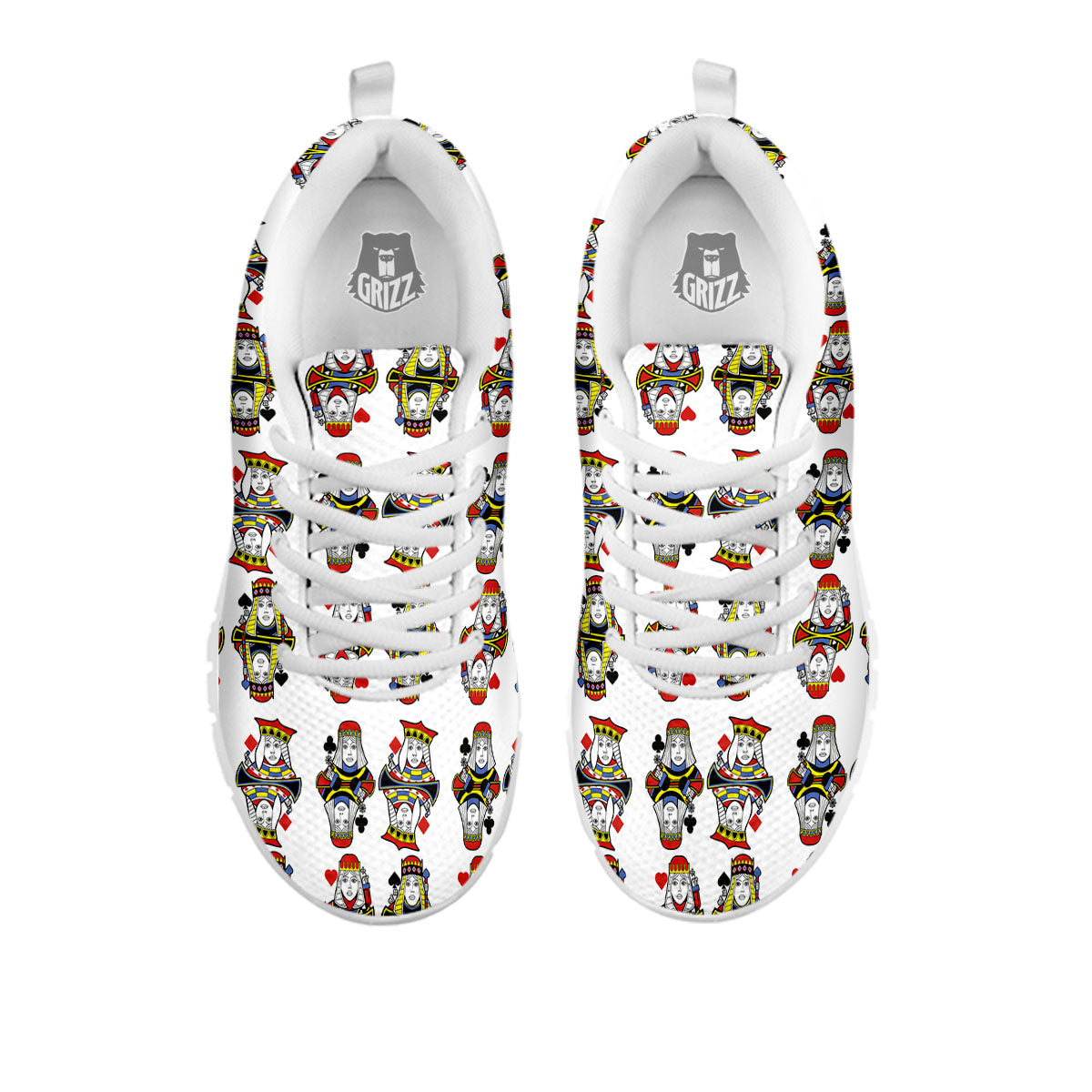 Playing Cards Four Queens Print Pattern White Sneaker-grizzshop