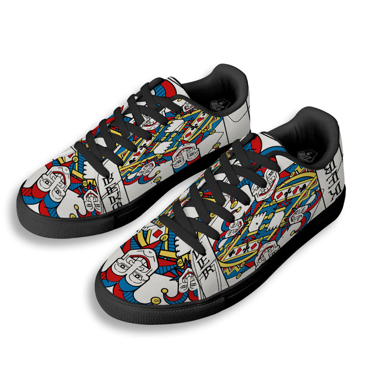 Playing Cards Joker Print Black Low Top Sneakers-grizzshop