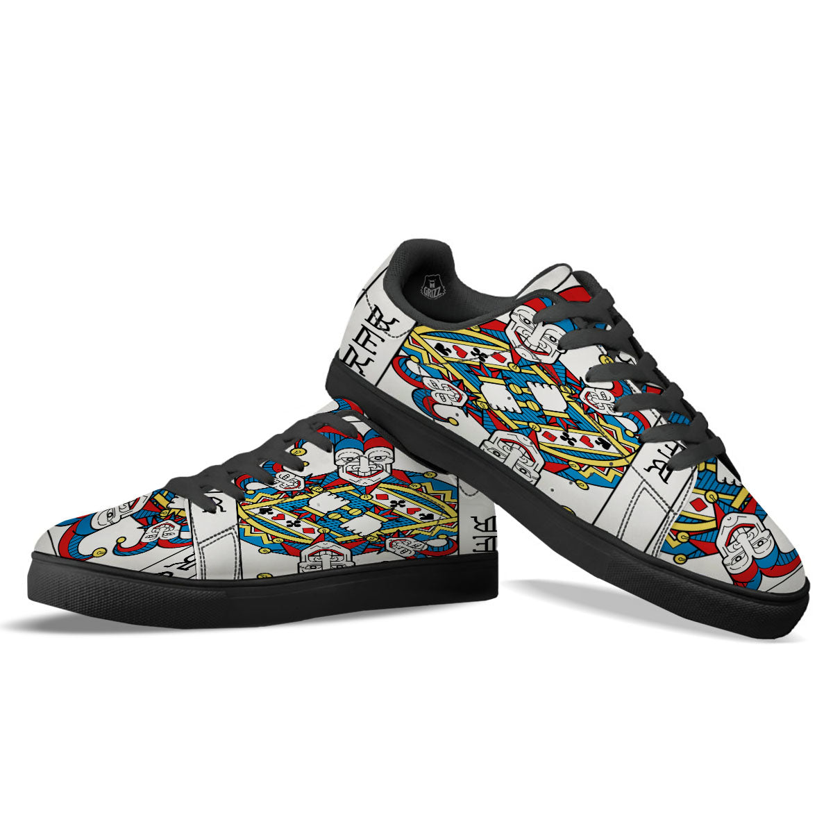 Playing Cards Joker Print Black Low Top Sneakers-grizzshop