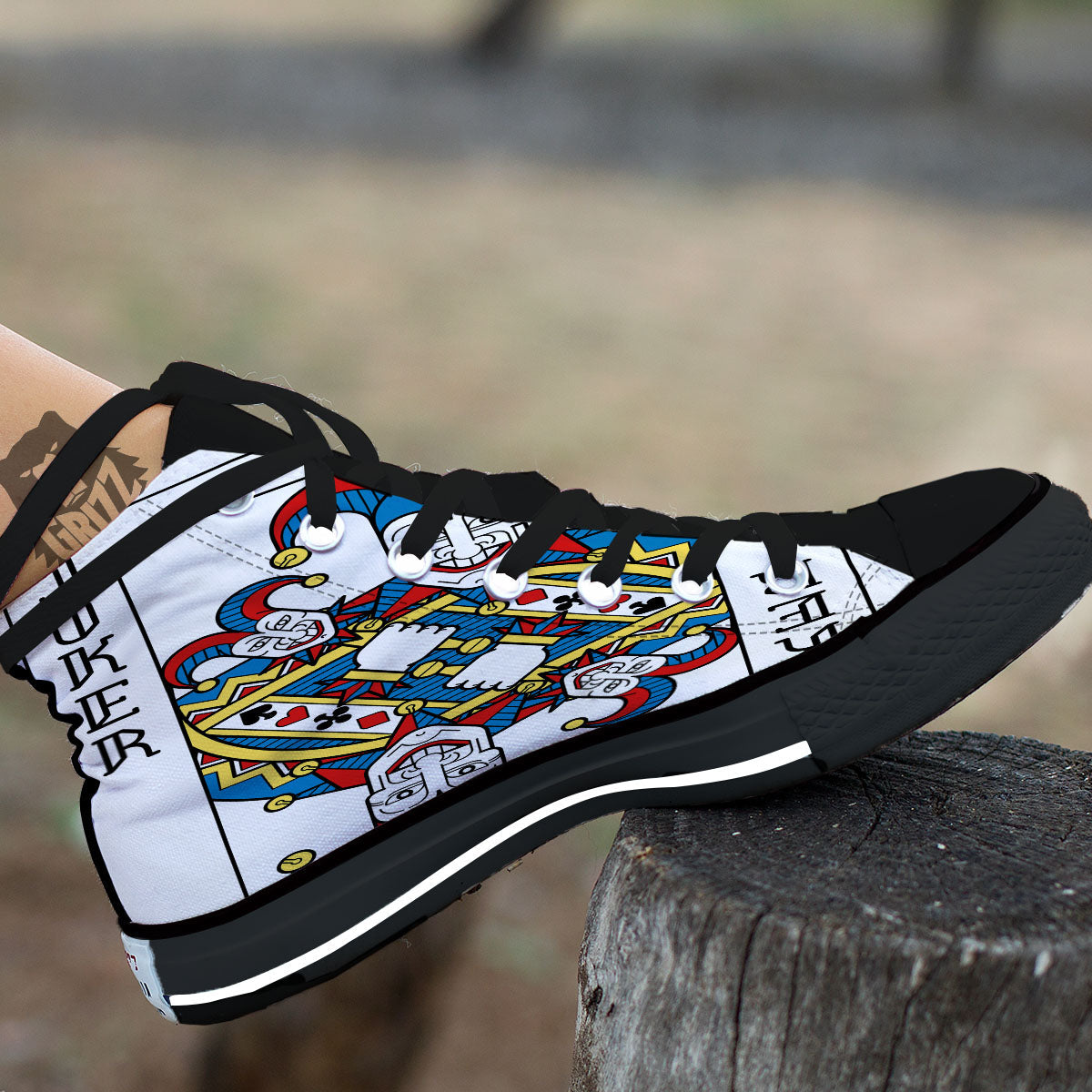 Playing Cards Joker Print High Top Shoes-grizzshop