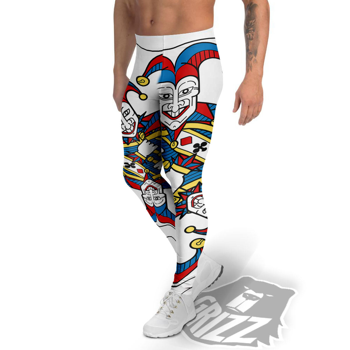 Playing Cards Joker Print Men's Leggings-grizzshop