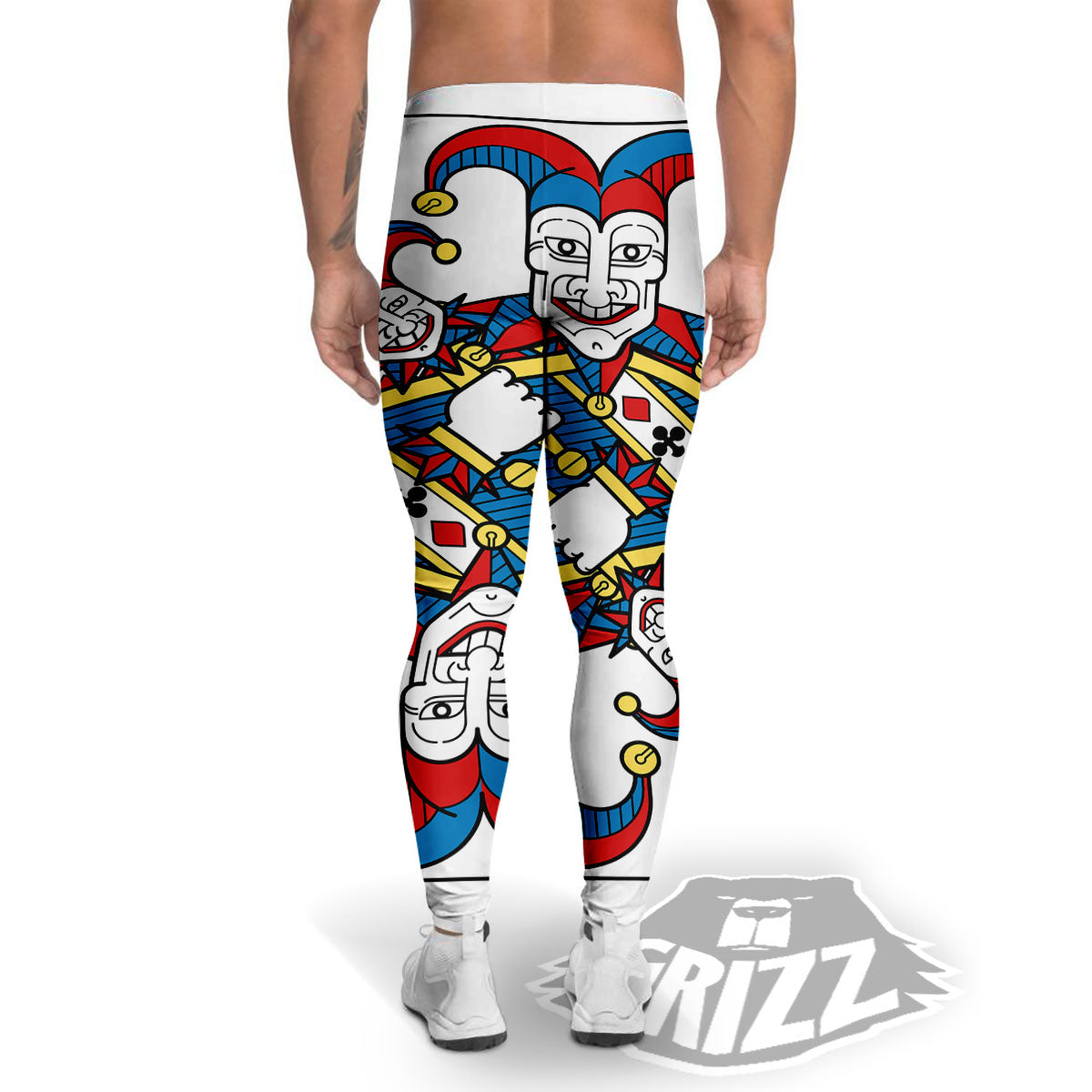 Playing Cards Joker Print Men's Leggings-grizzshop