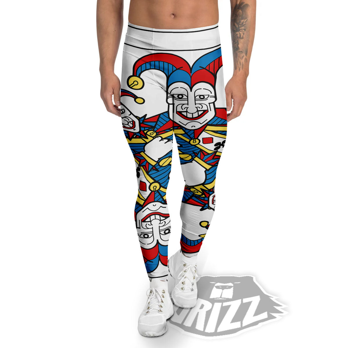 Playing Cards Joker Print Men's Leggings-grizzshop