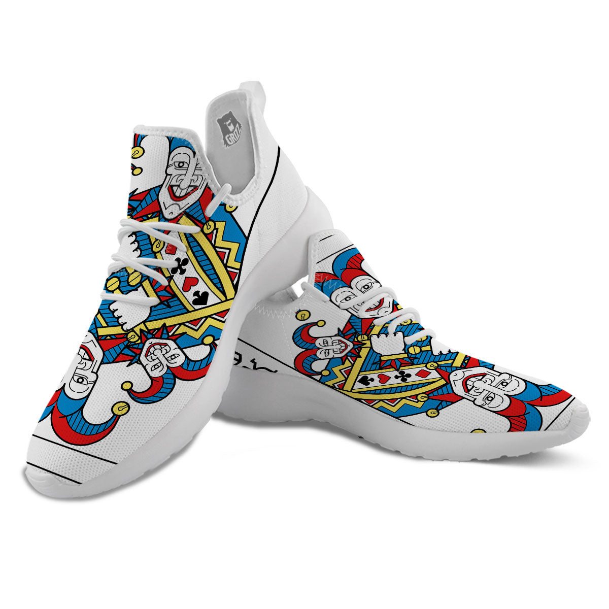 Playing Cards Joker Print White Athletic Shoes-grizzshop