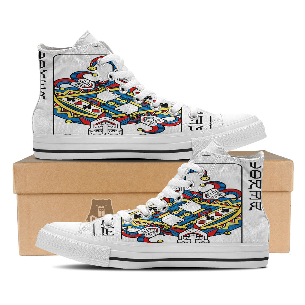 Playing Cards Joker Print White High Top Shoes-grizzshop