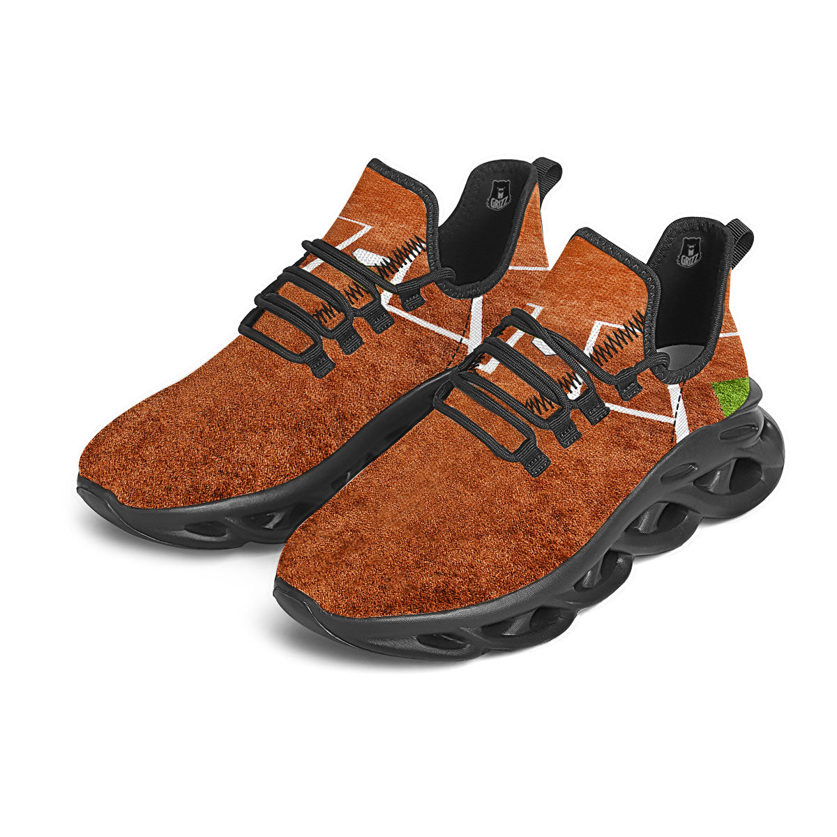Playing Field Softball Print Black Running Shoes-grizzshop
