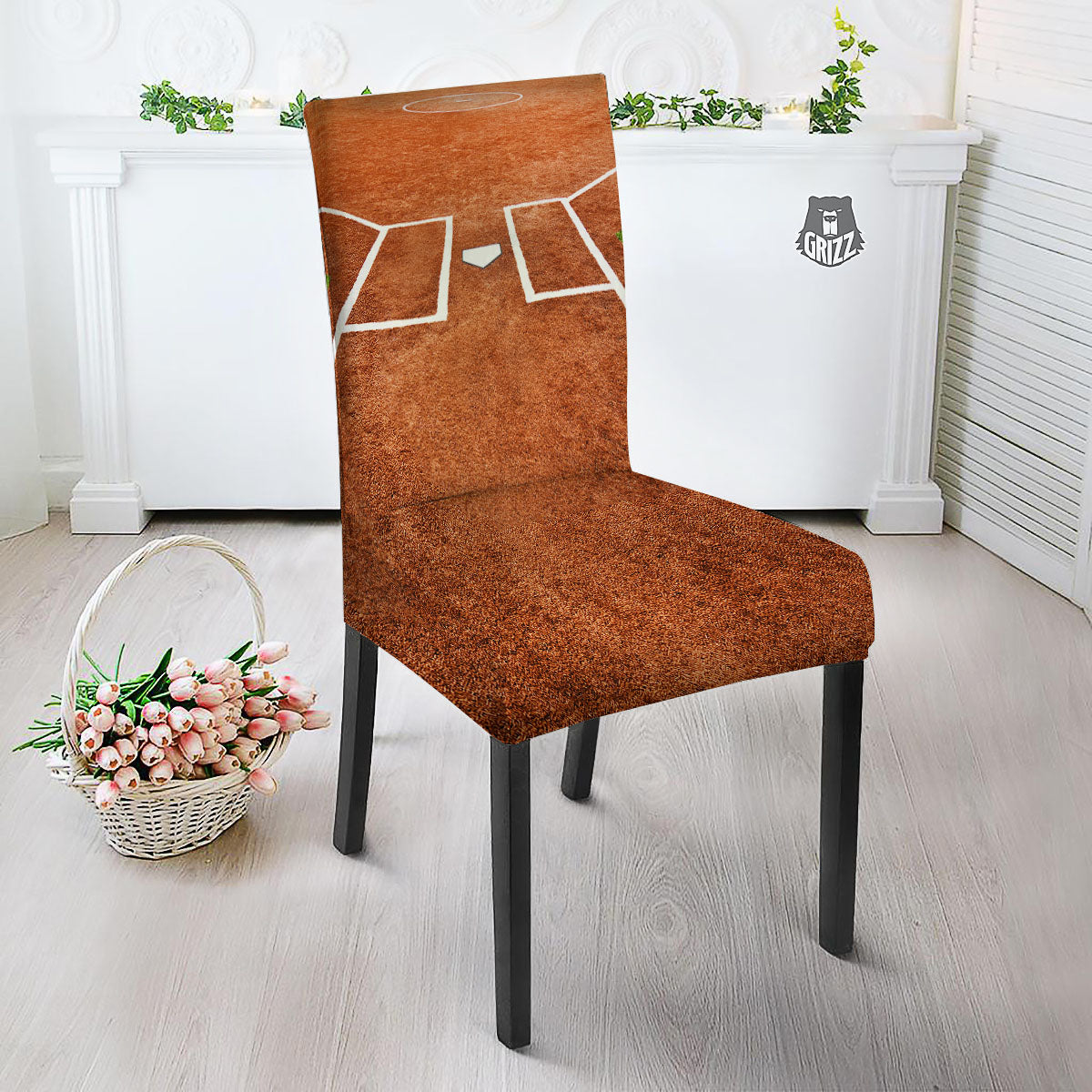 Playing Field Softball Print Dining Chair Slipcover-grizzshop