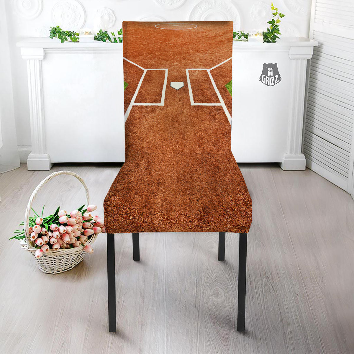 Playing Field Softball Print Dining Chair Slipcover-grizzshop