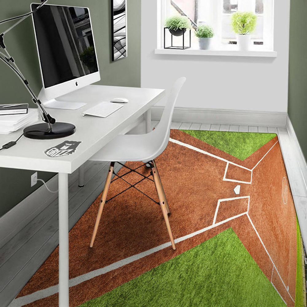 Playing Field Softball Print Floor Mat-grizzshop