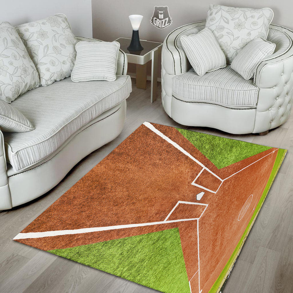Playing Field Softball Print Floor Mat-grizzshop
