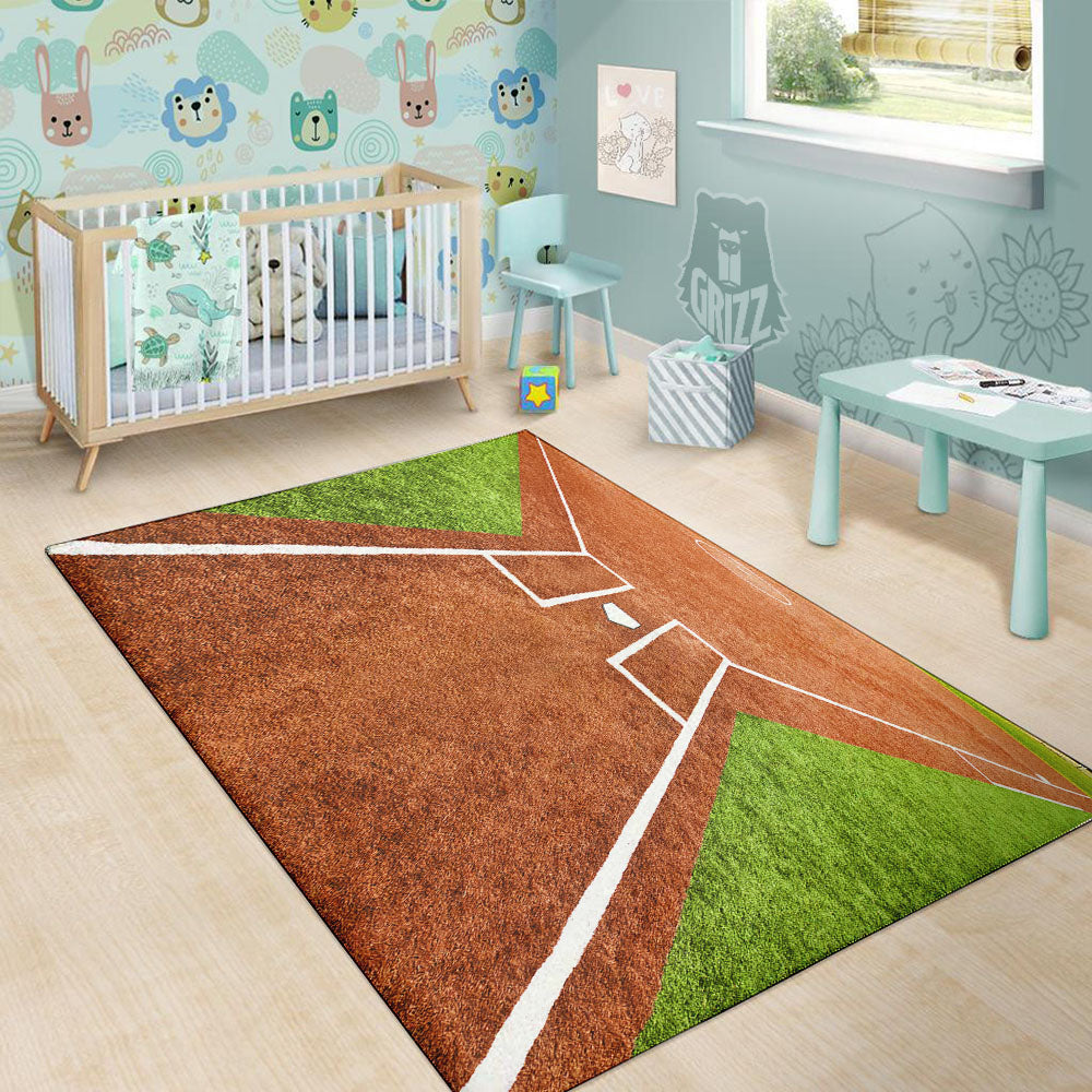 Playing Field Softball Print Floor Mat-grizzshop