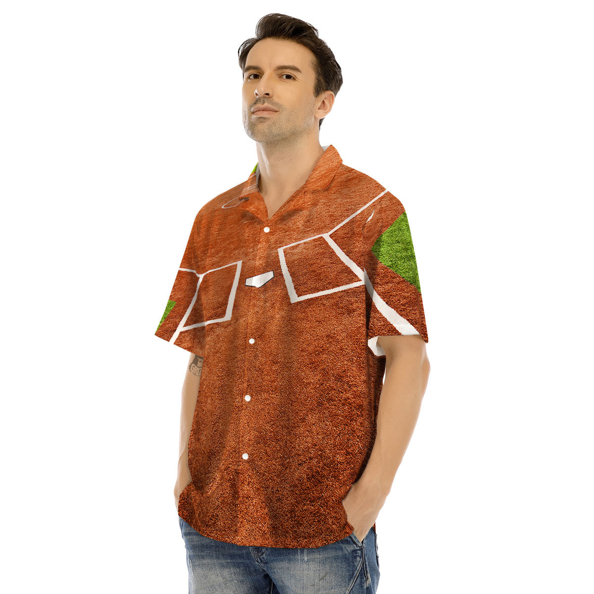 Playing Field Softball Print Men's Hawaiian Shirt-grizzshop
