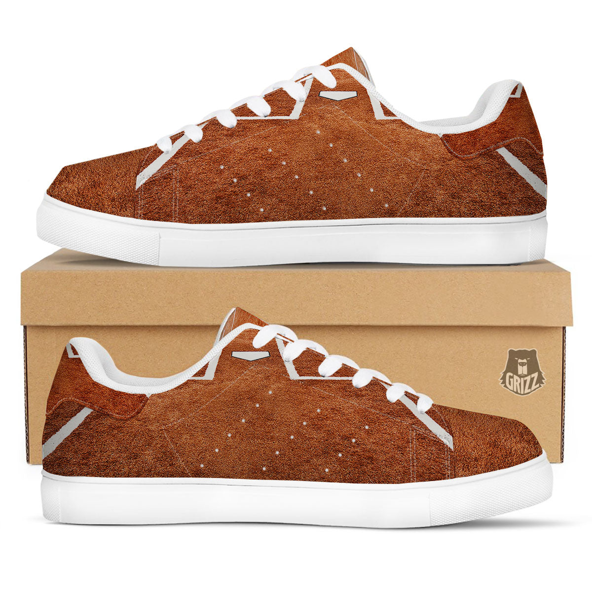 Playing Field Softball Print White Low Top Sneakers-grizzshop
