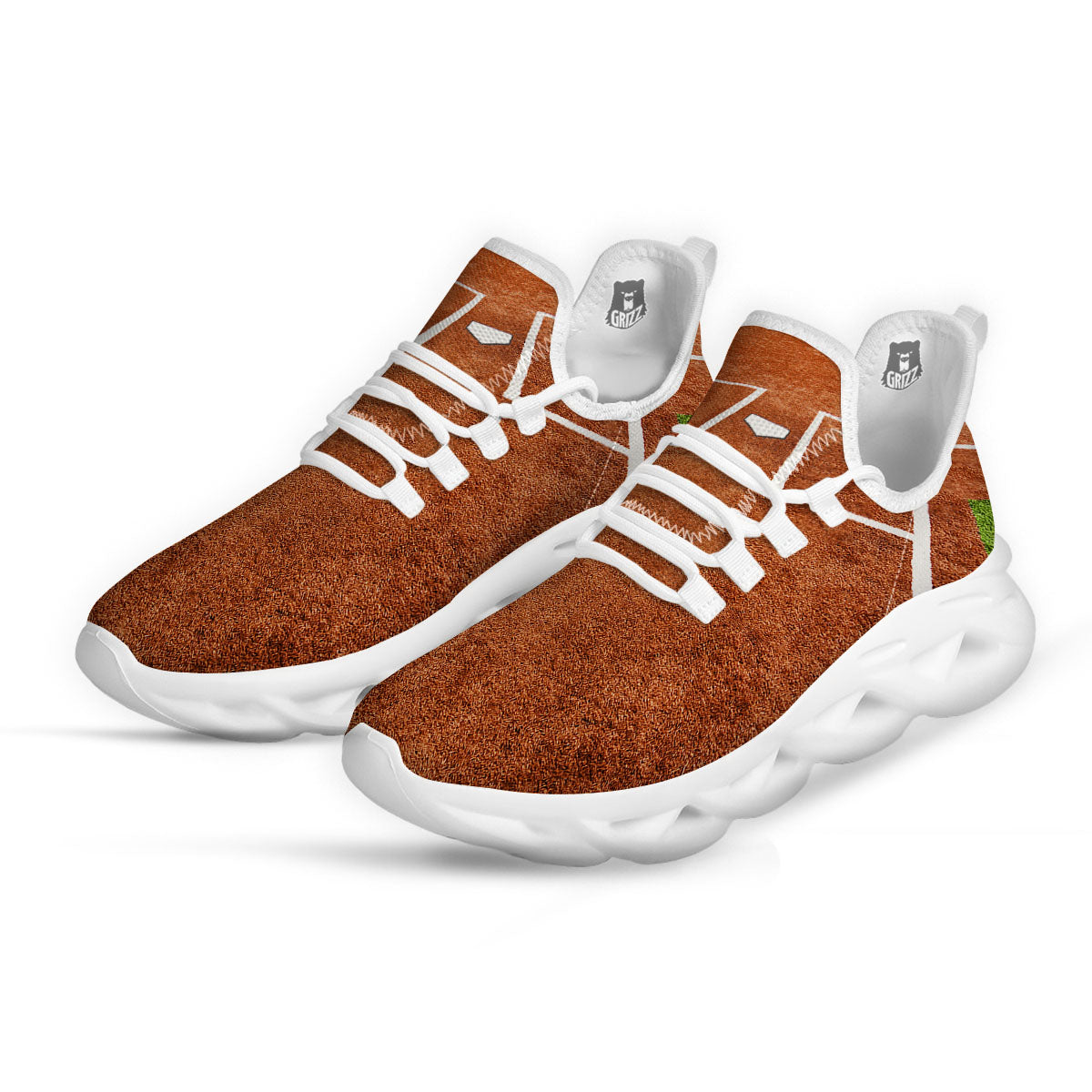 Playing Field Softball Print White Running Shoes-grizzshop