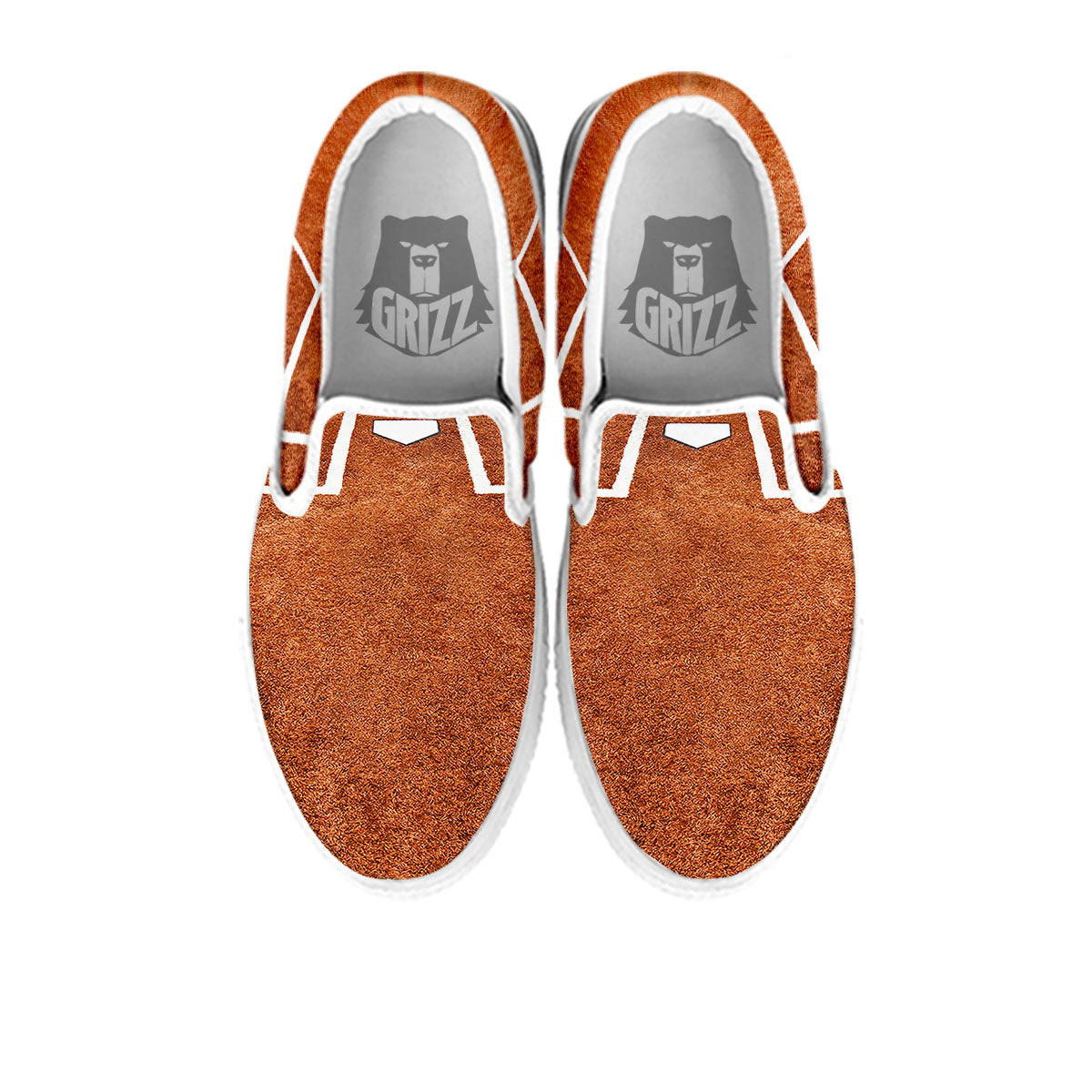 Playing Field Softball Print White Slip On Shoes-grizzshop