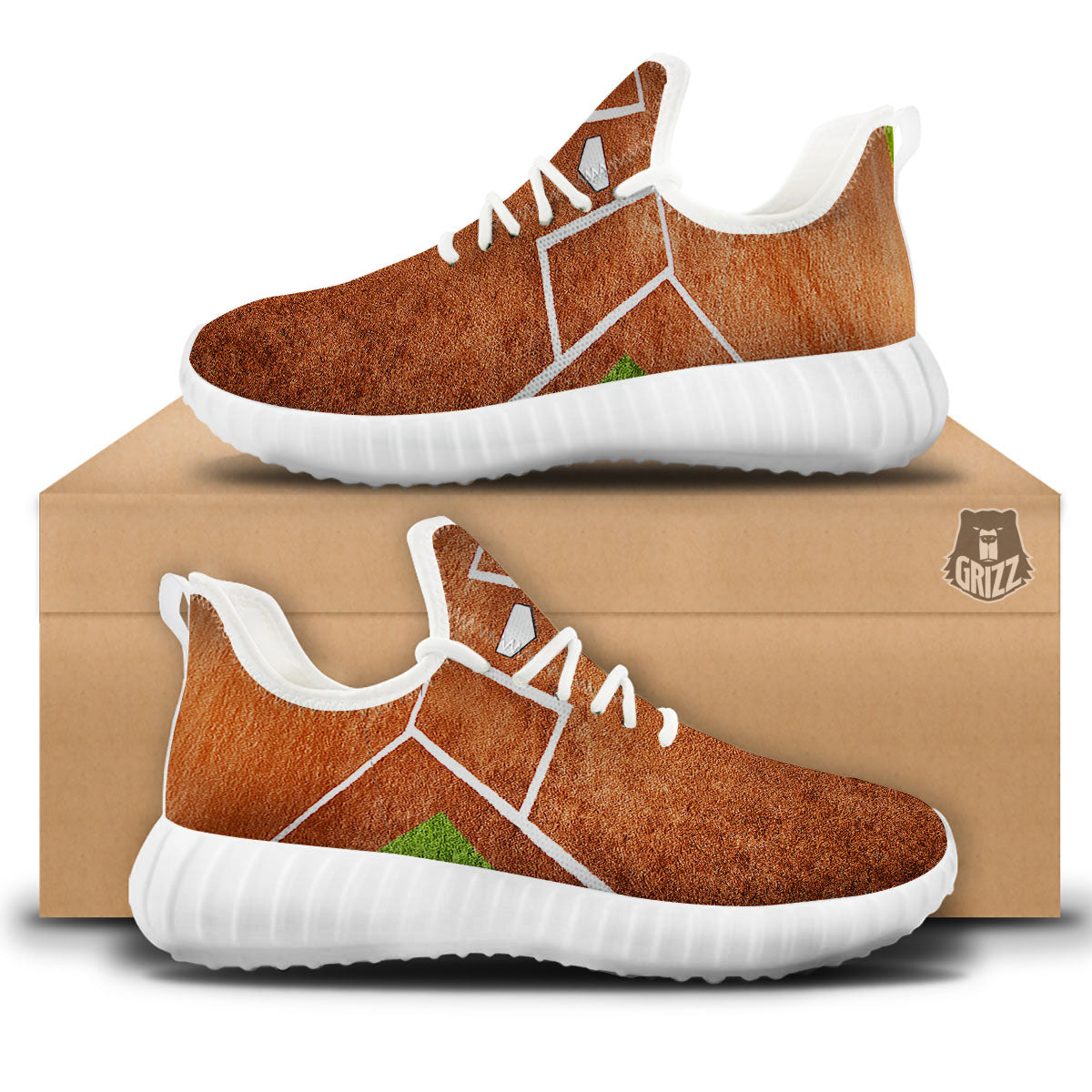 Playing Field Softball Print White Walking Shoes-grizzshop