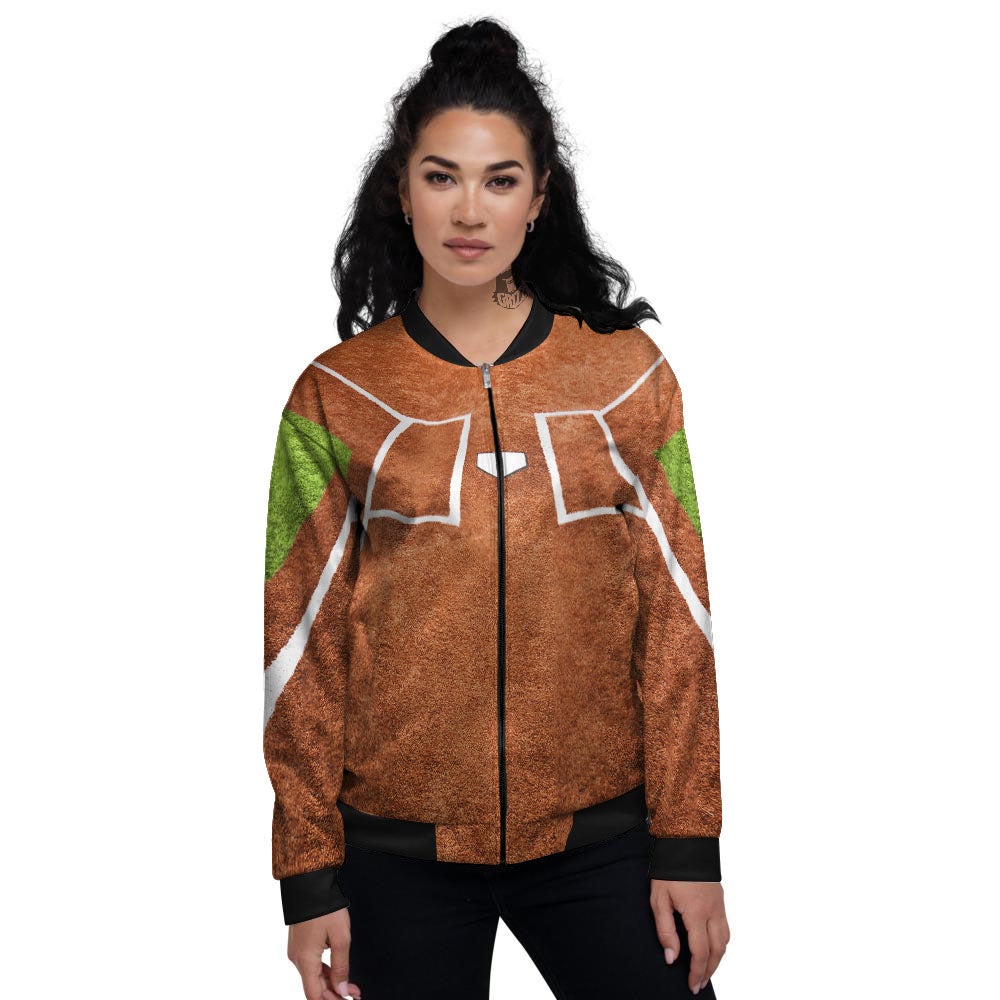 Playing Field Softball Print Women's Bomber Jacket-grizzshop