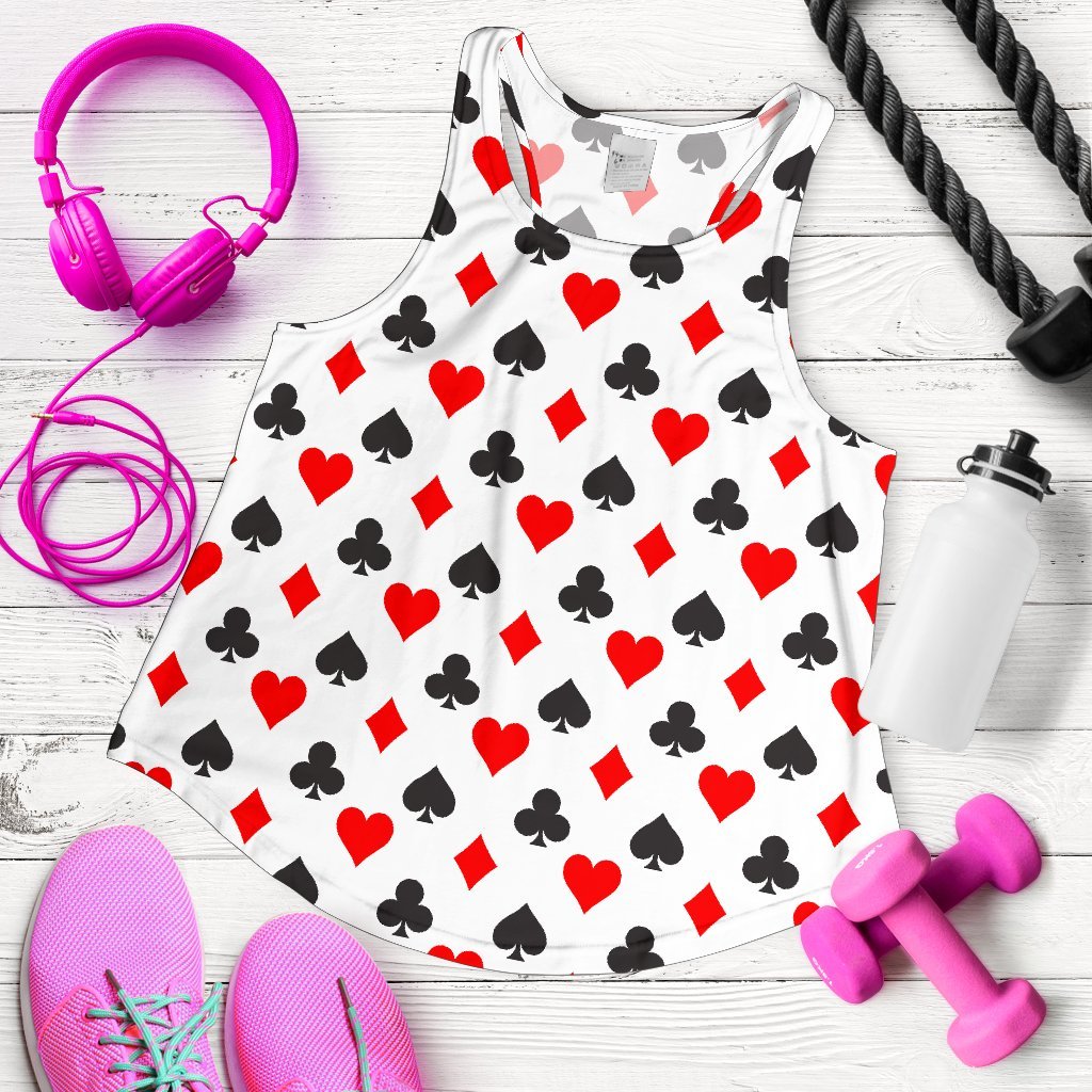 Playing Card Poker Casino Pattern Print Women's Racerback Tank Tops-grizzshop