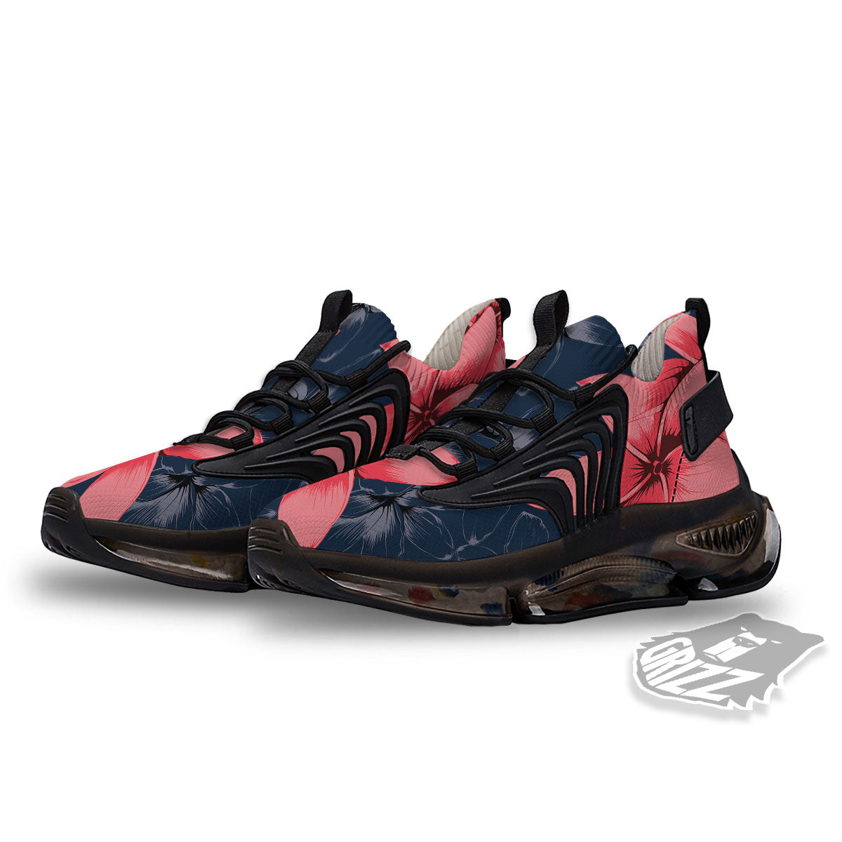 Plumeria Flower Pink Print Black Gym Shoes-grizzshop