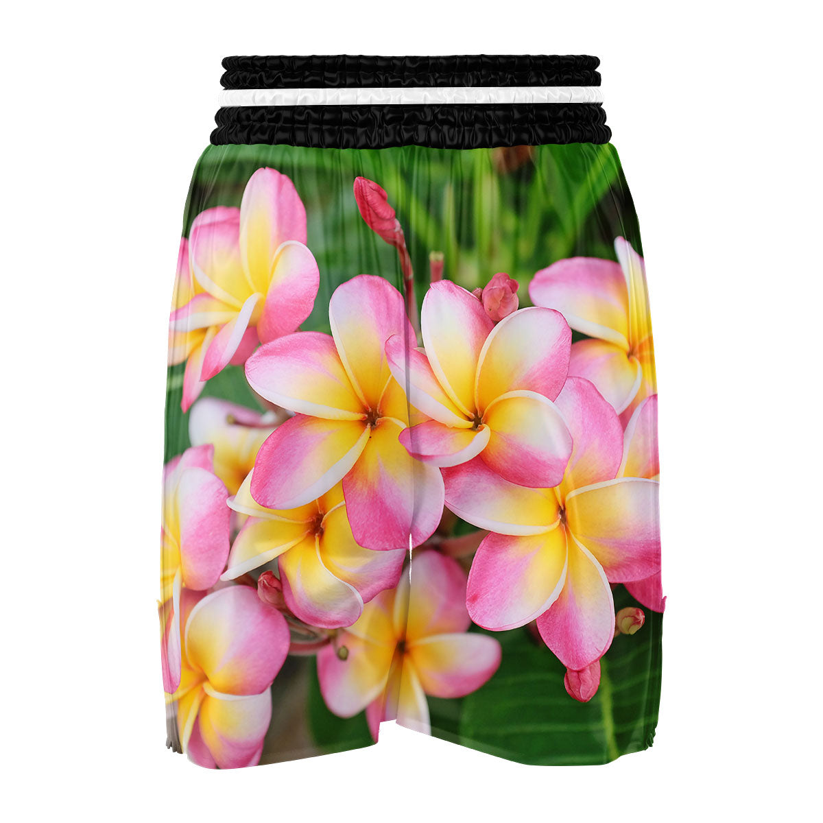 Plumeria Flower Yellow And Pink Print Boxing Shorts-grizzshop