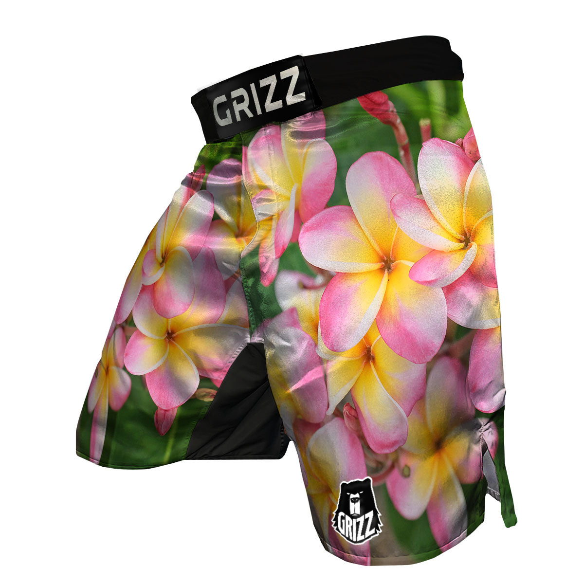 Plumeria Flower Yellow And Pink Print MMA Shorts-grizzshop